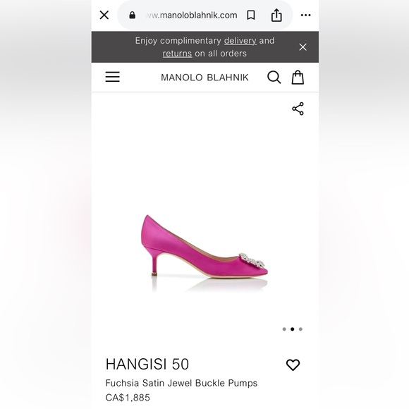 Manolo Blahnik Hangisi 50 Satin Pumps – Fuchsia Pink - Picture 7 of 8